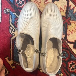 Joy Wendel Gray Perforated Leather Ankle Boots